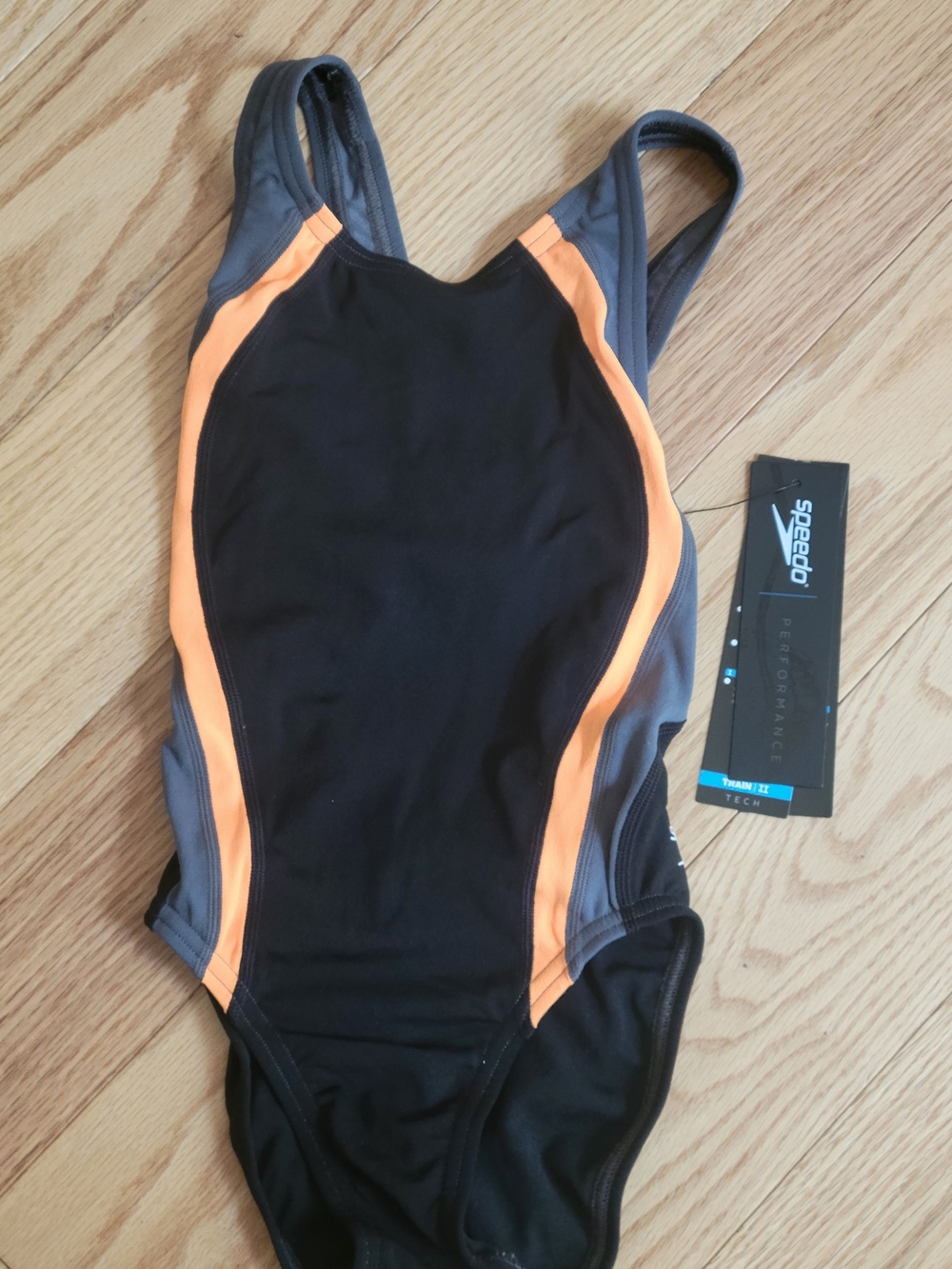 NWT Speedo Black One-Piece Swimsuit, Size 6